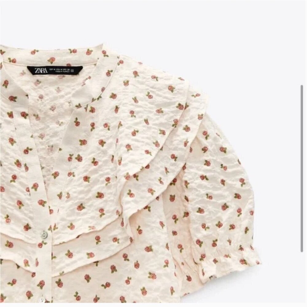 Zara Ruffled Rustic Shirt Size S NEW WITH TAG! - Picture 5 of 6